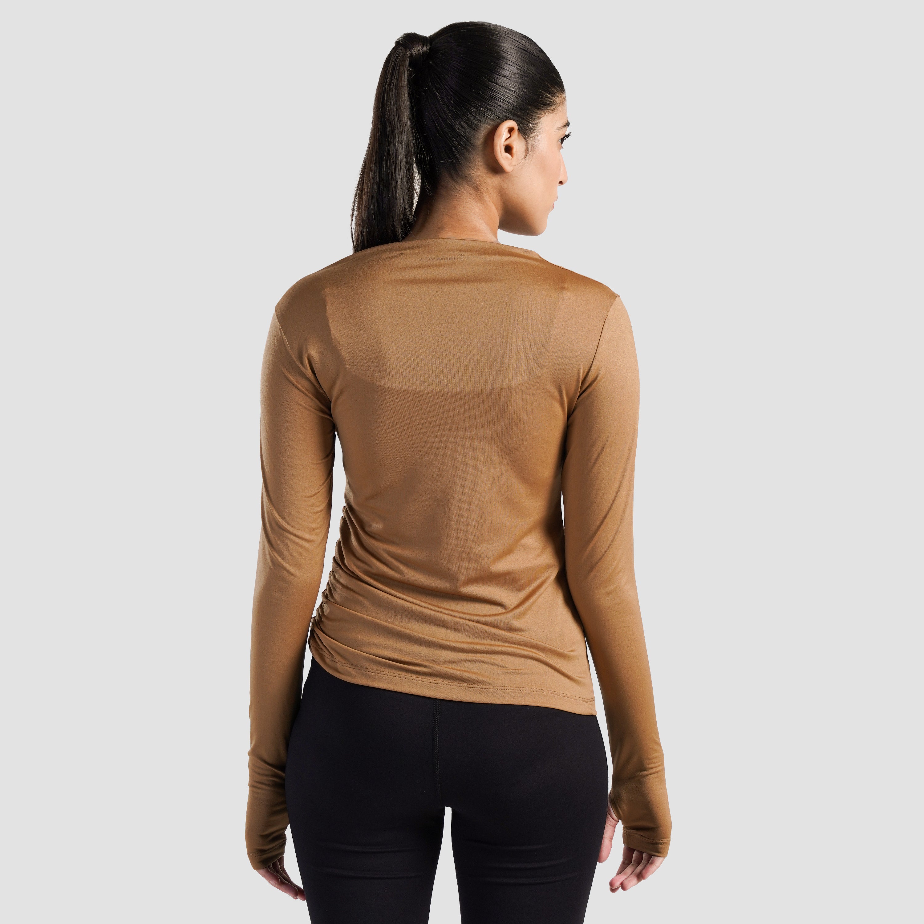 Sleek Ruche Top (Camel)