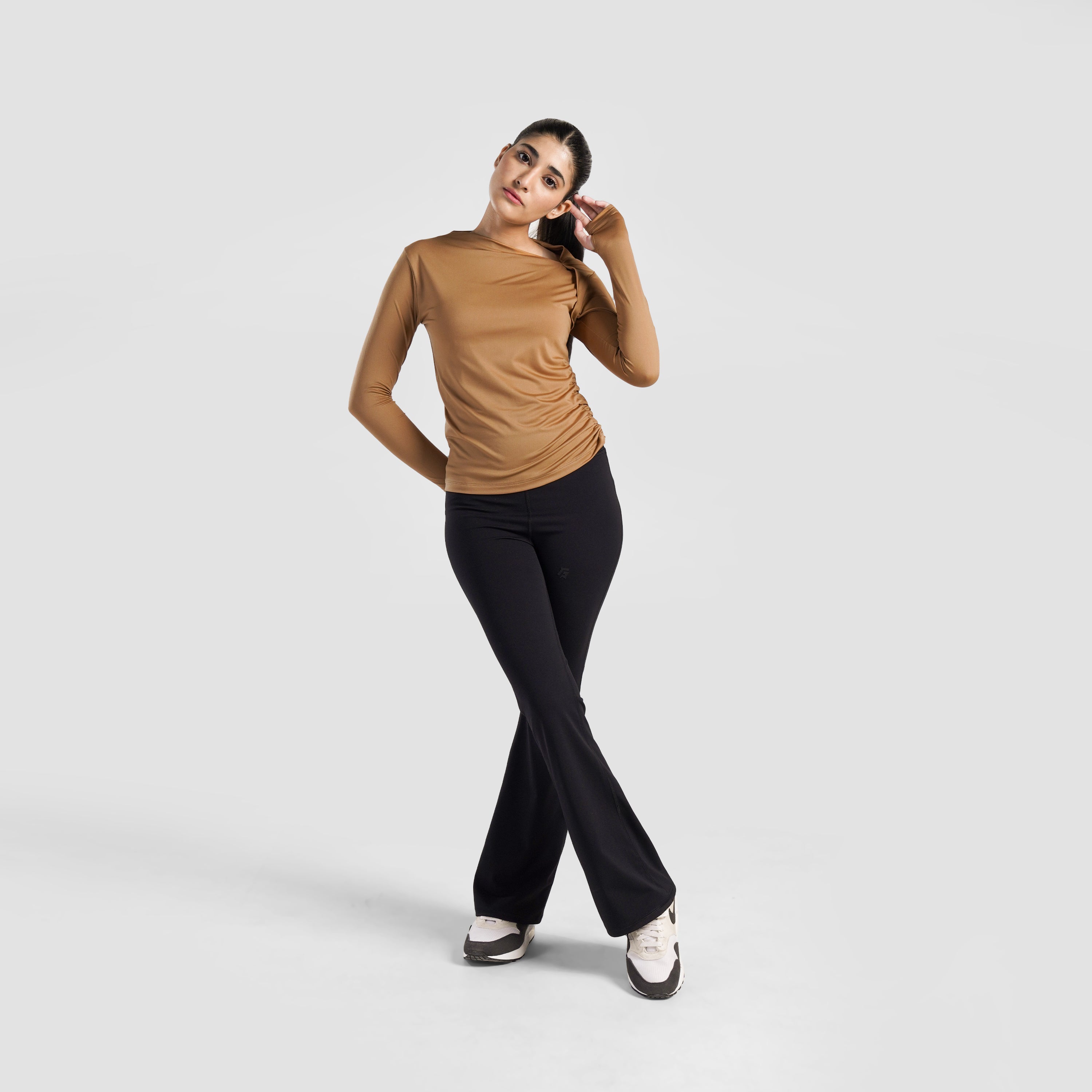 Sleek Ruche Top (Camel)