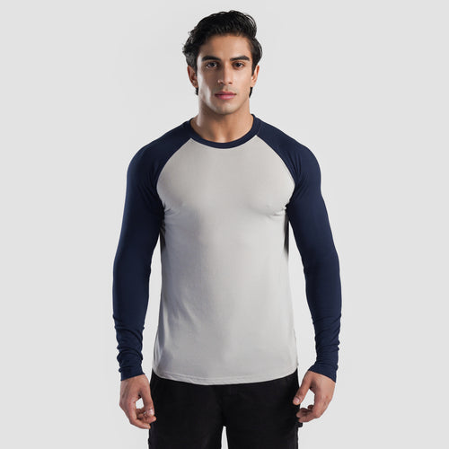 Grey Season Tee (Light Grey-Navy)