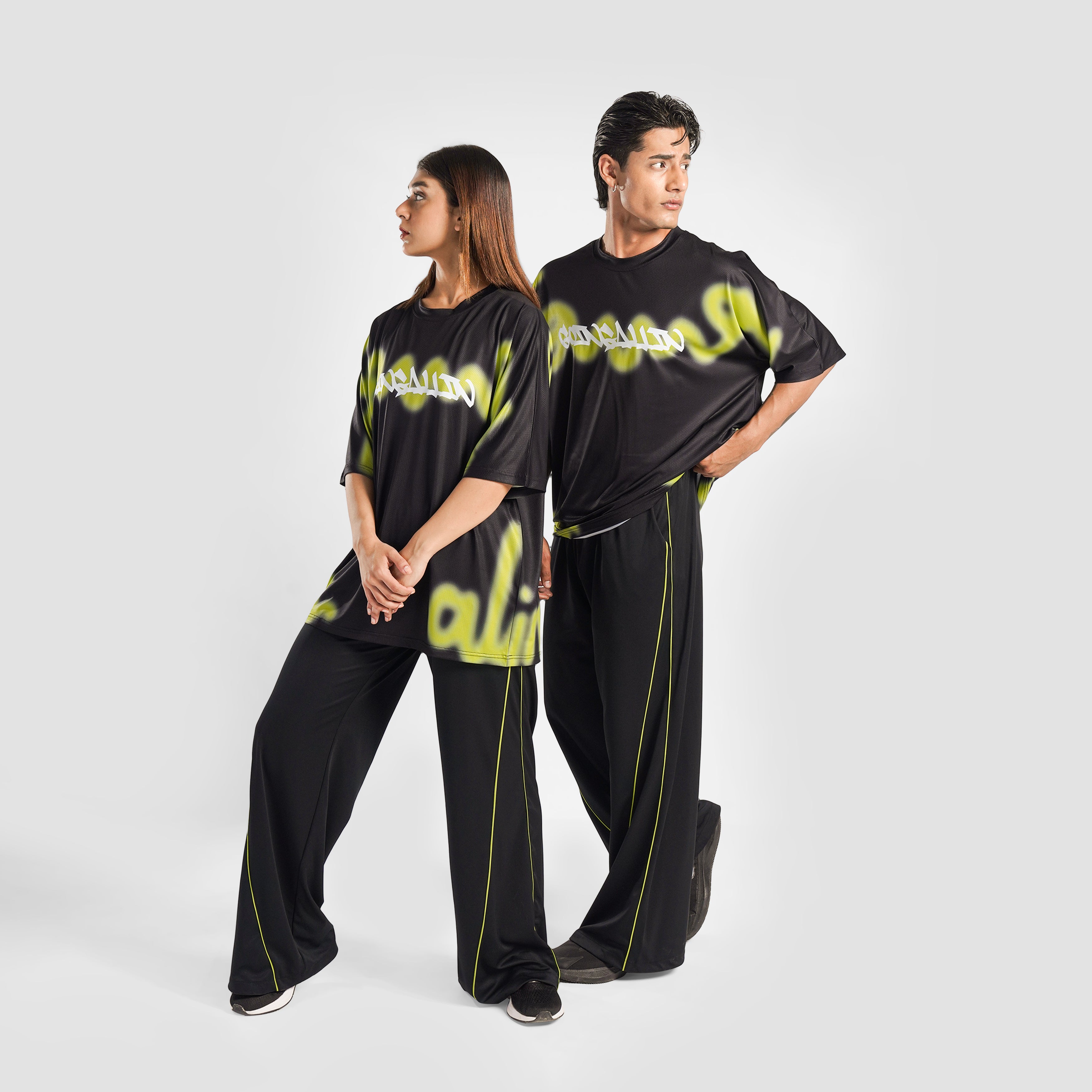 FlowLine Trousers (Black with Neon Green)