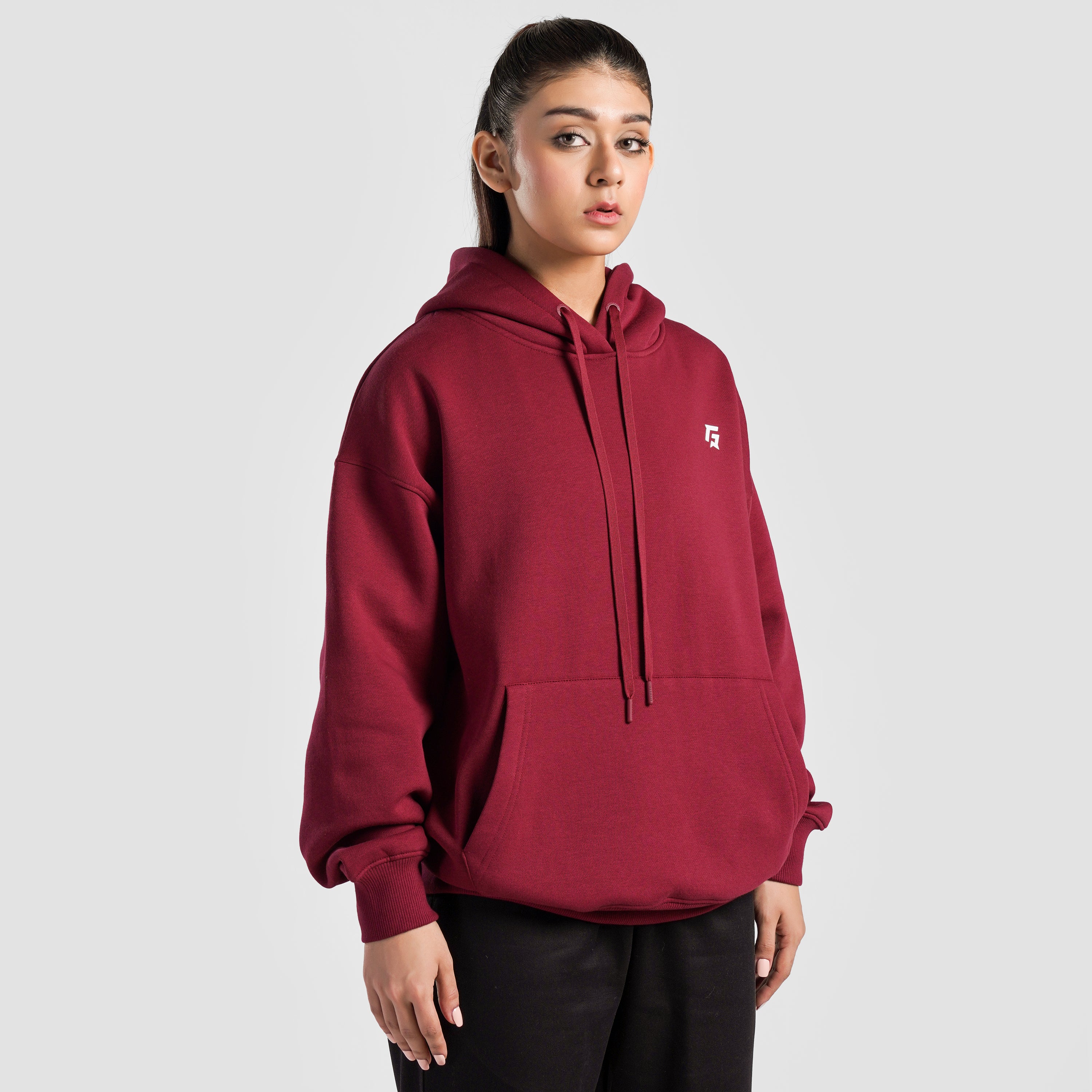 Essential Oversized Hoodie (Burgundy)