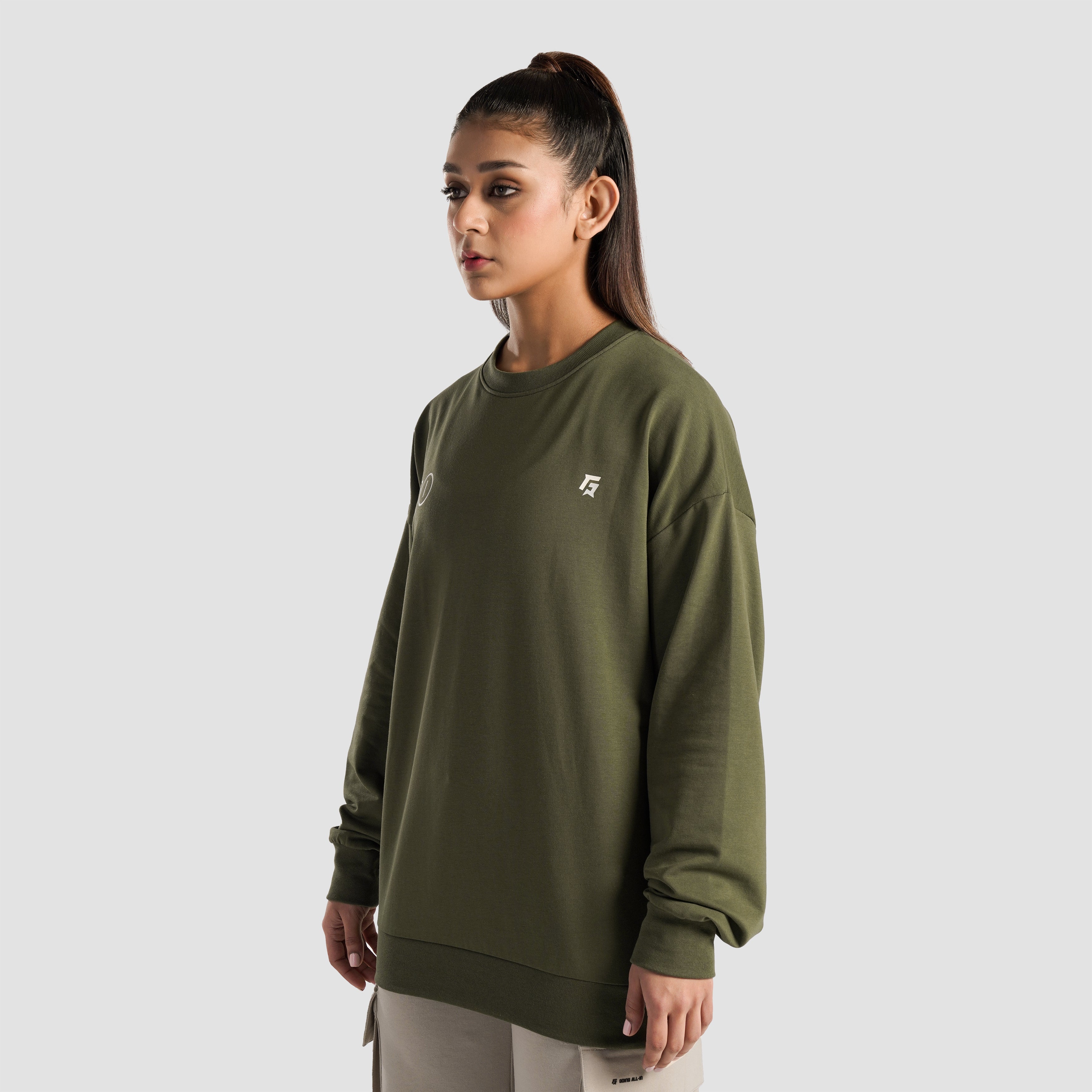 Sanctuary Oversized SweatShirt (Olive)