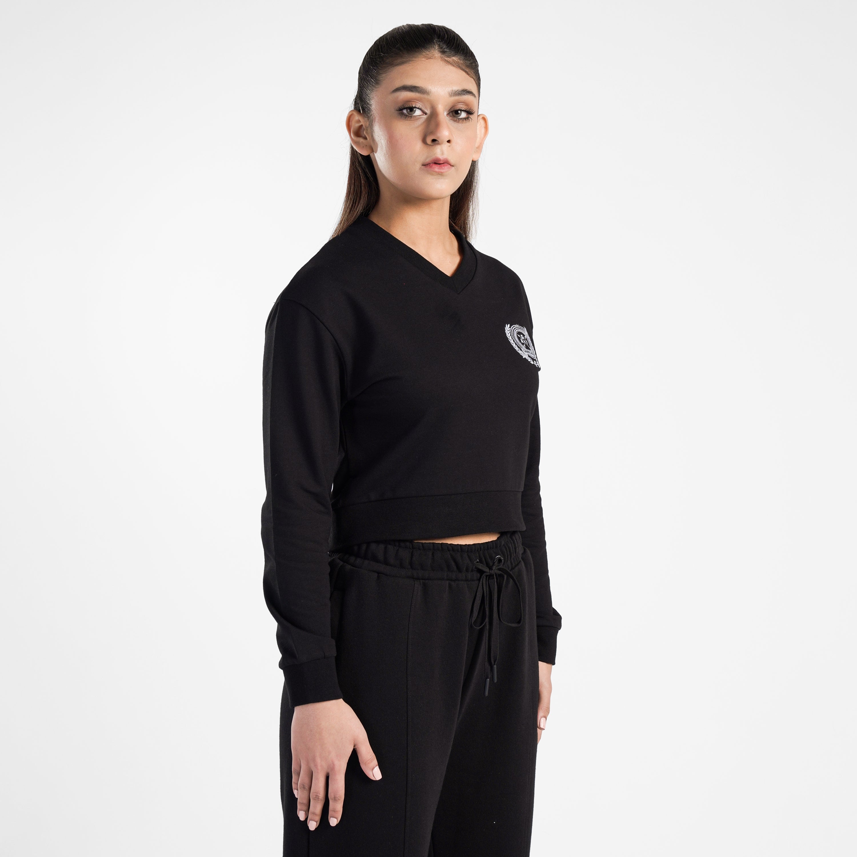 Victory Crop SweatShirt (Black)