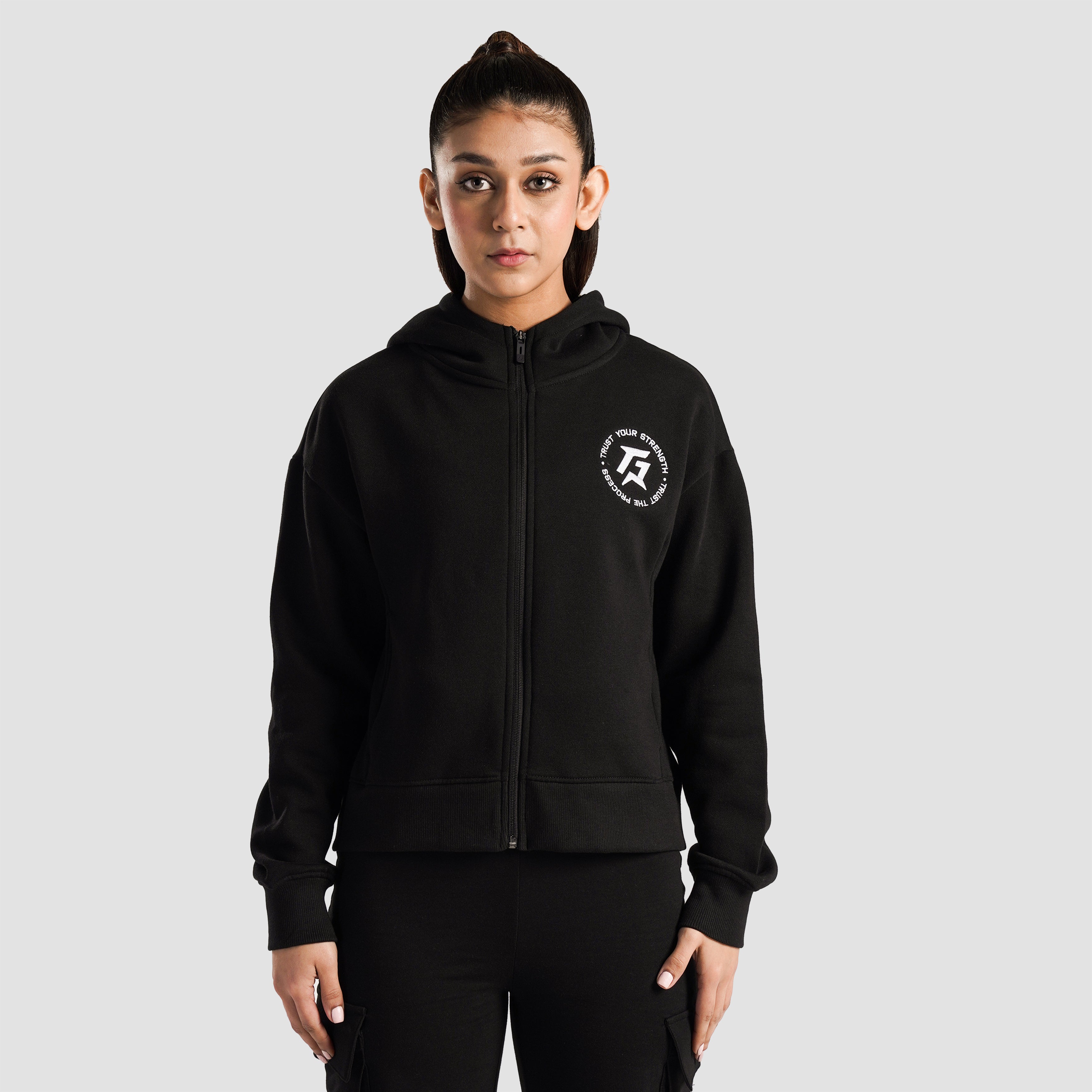 Apex Stride Zipper Hoodie (Black)