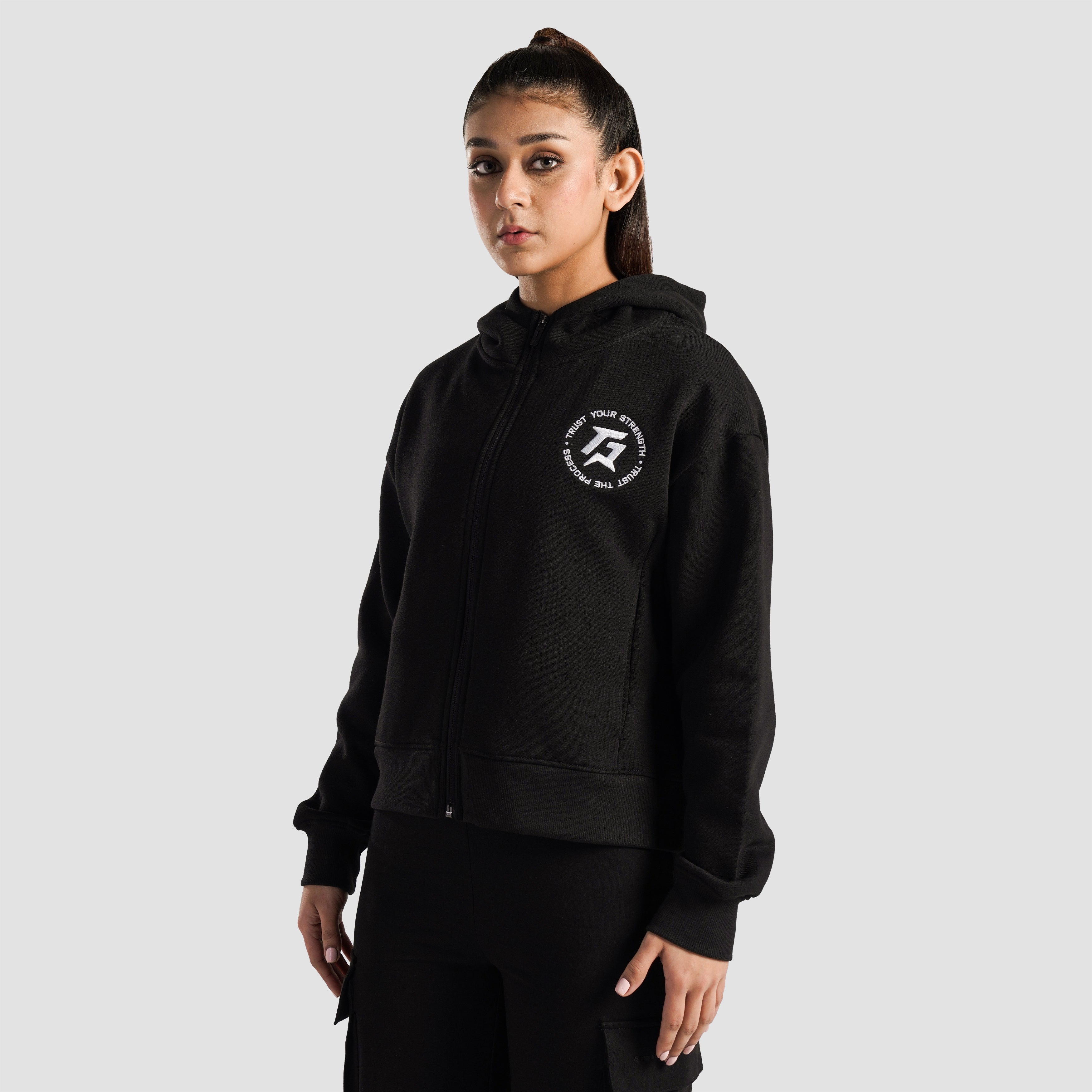 Apex Stride Zipper Hoodie (Black)