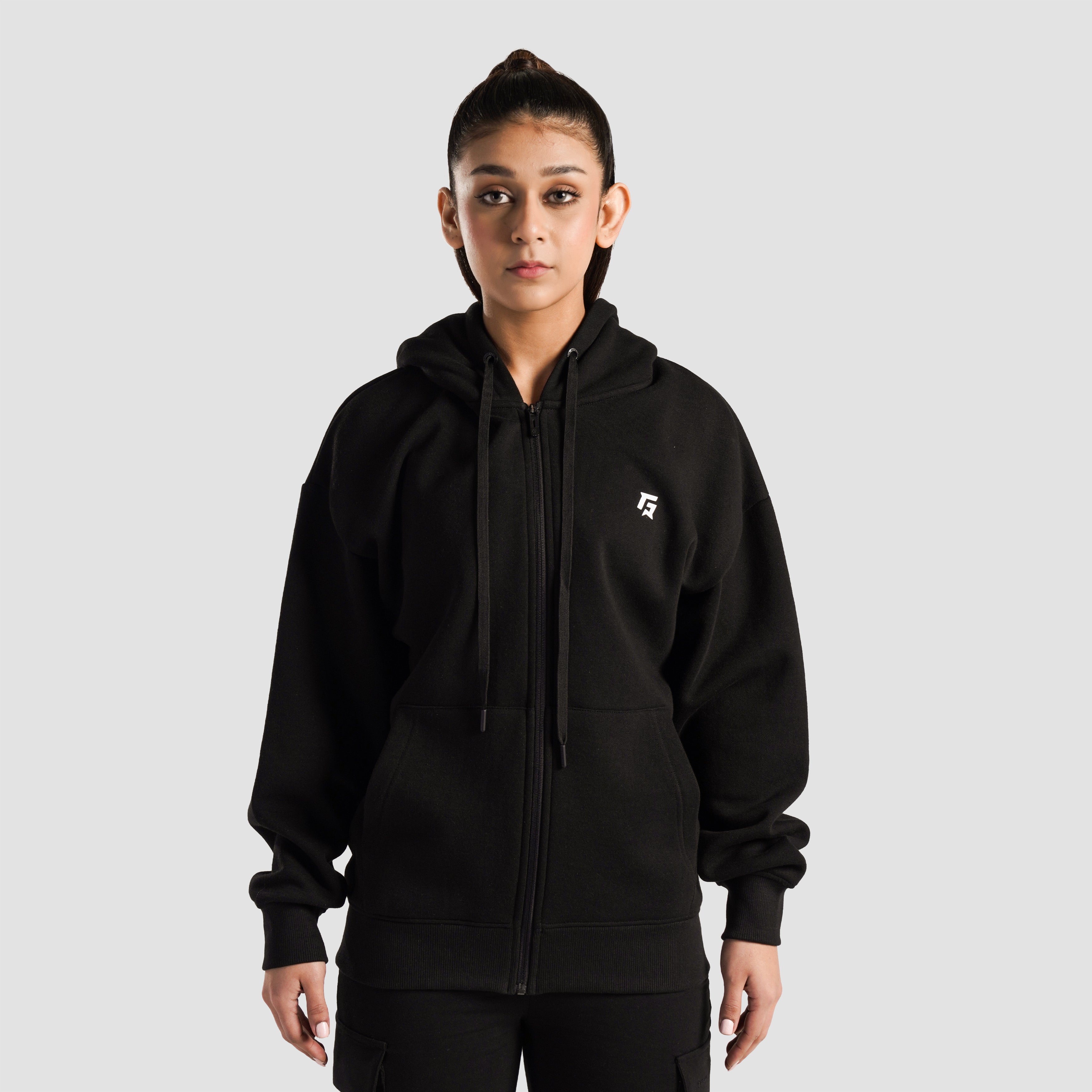 Essential Active Zipper Hoodie (Black)