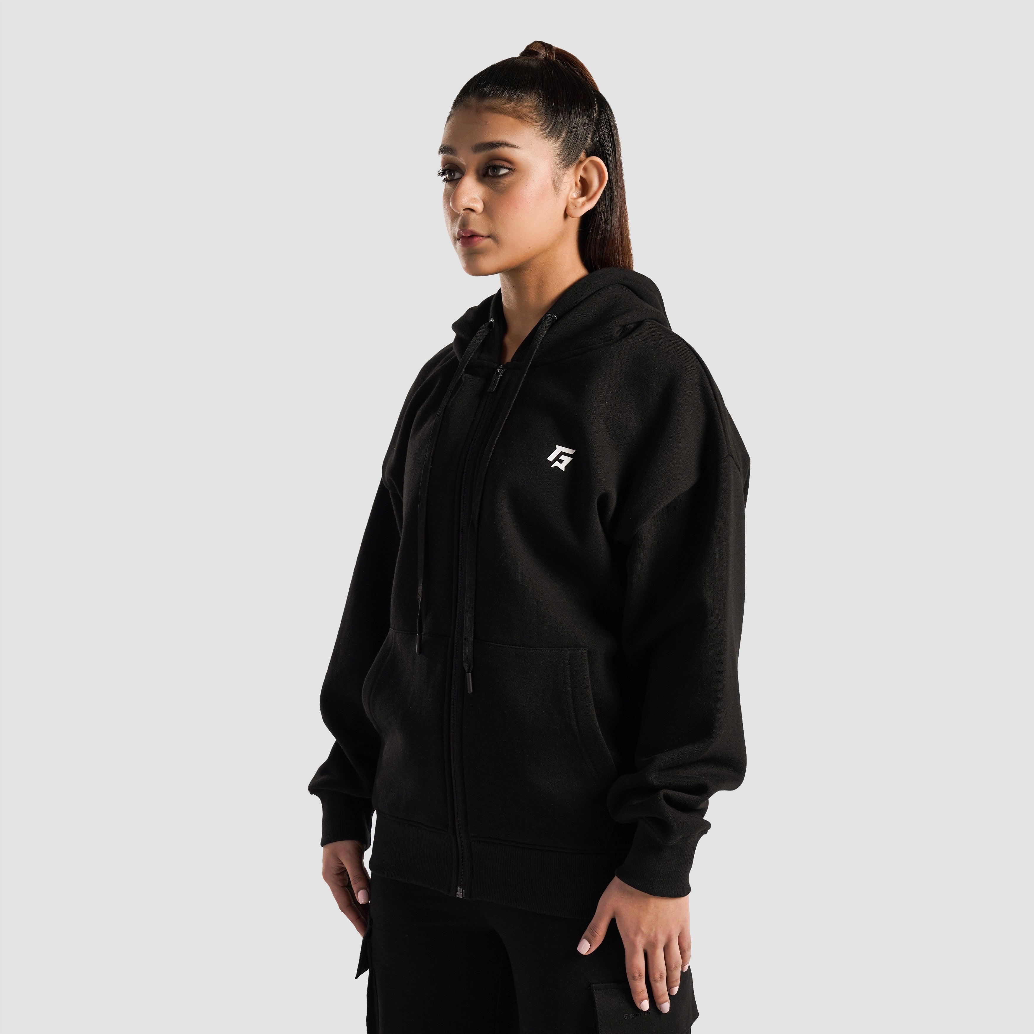 Essential Active Zipper Hoodie (Black)