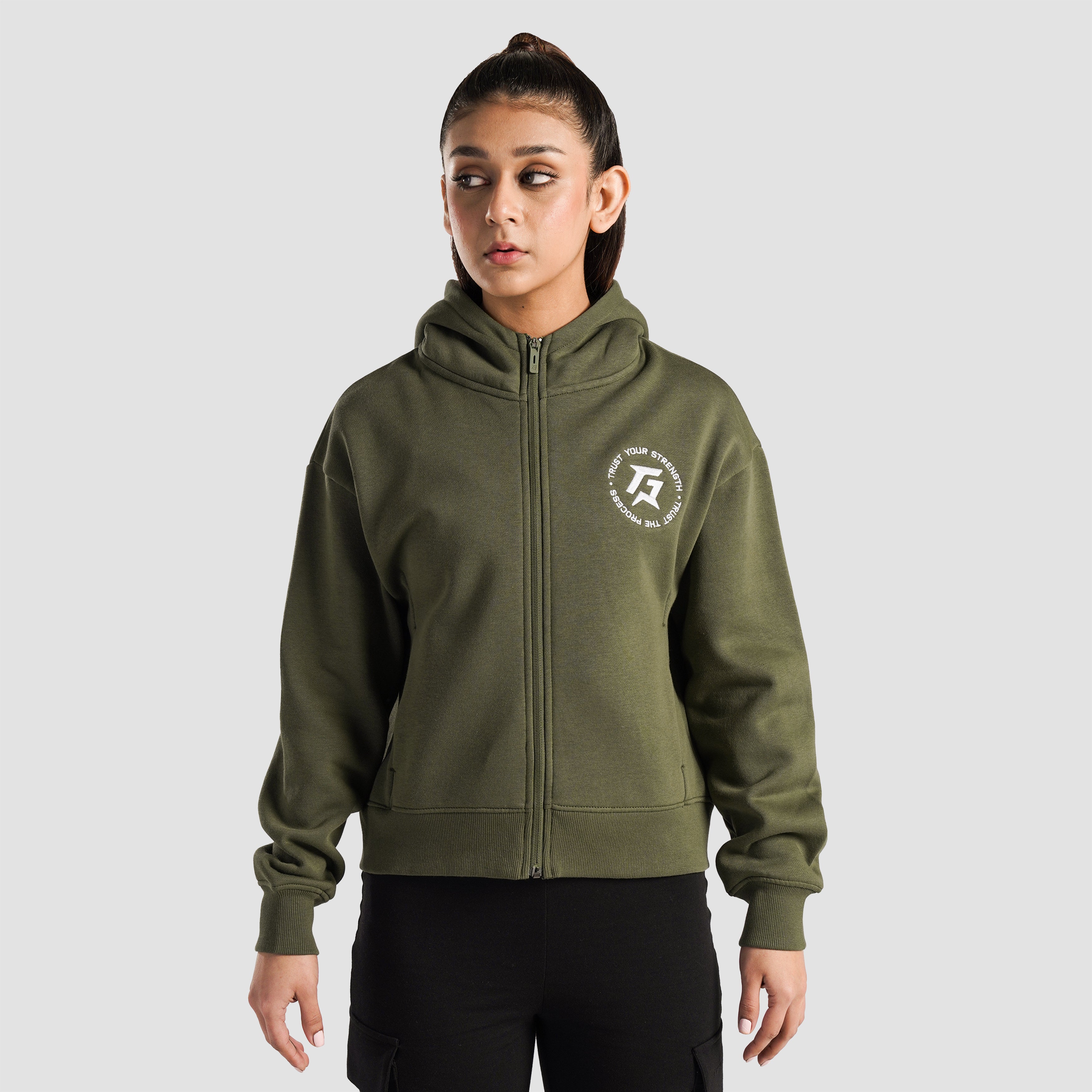 Apex Stride Zipper Hoodie (Olive)