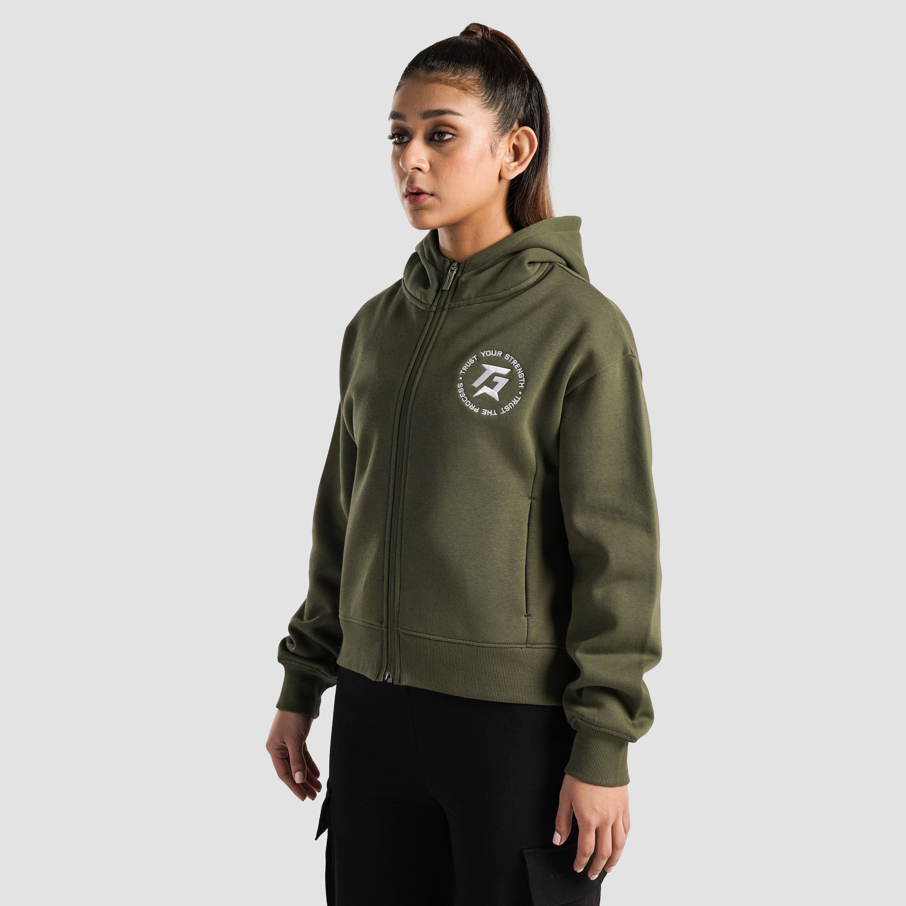 Apex Stride Zipper Hoodie (Olive)