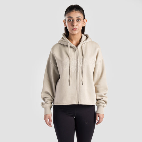 Crest Full Zippper Hoodie (Beige)