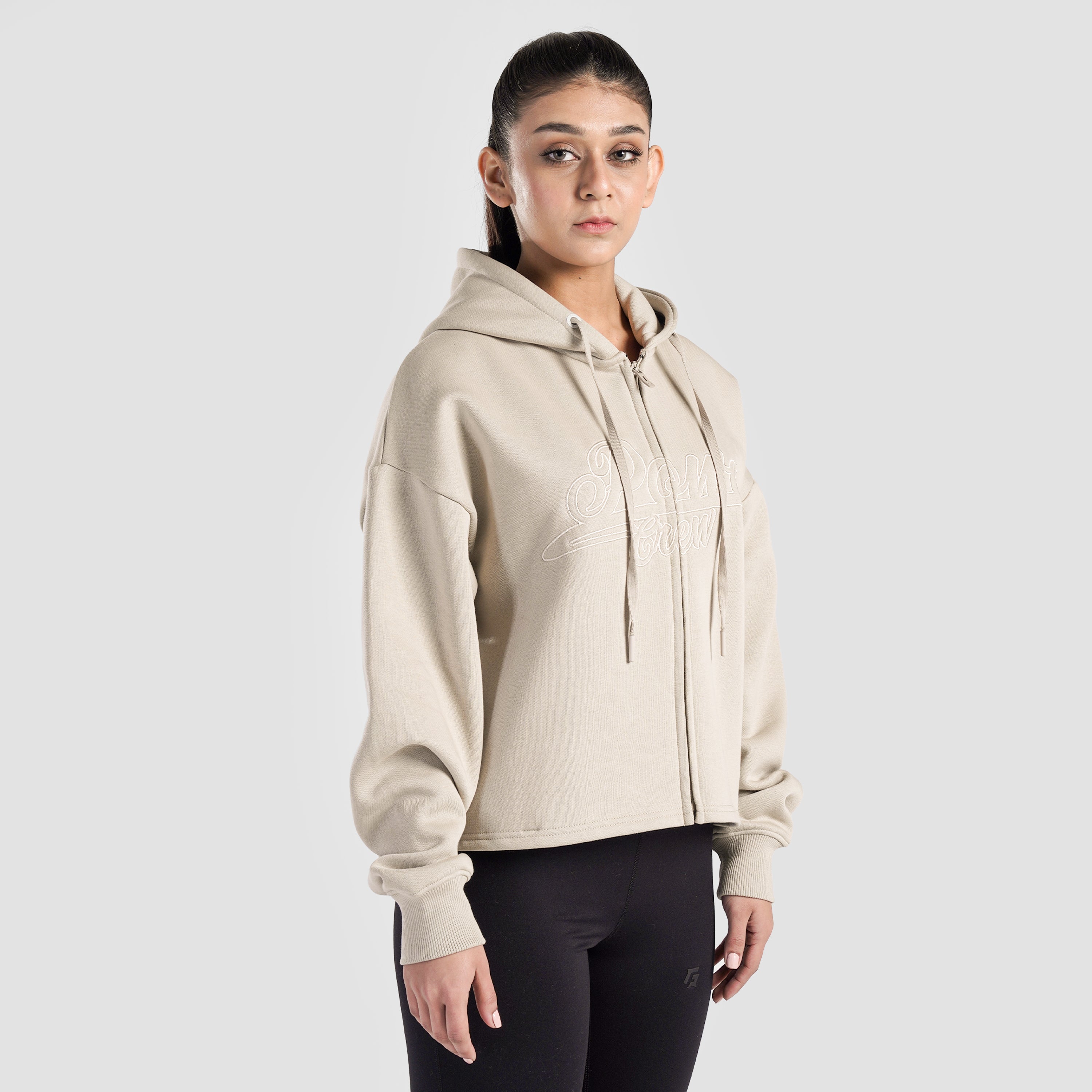 Crest Full Zippper Hoodie (Beige)