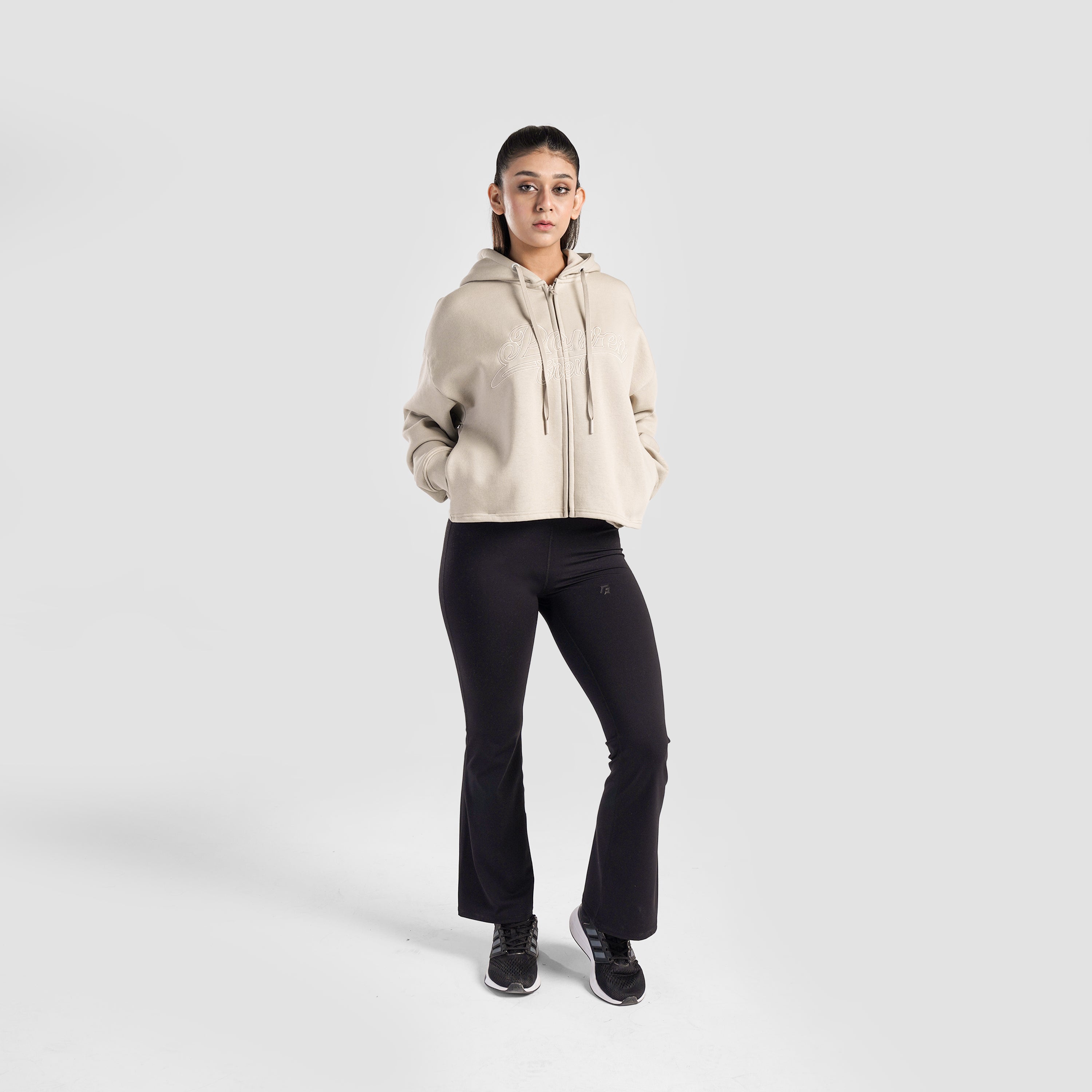 Crest Full Zippper Hoodie (Beige)