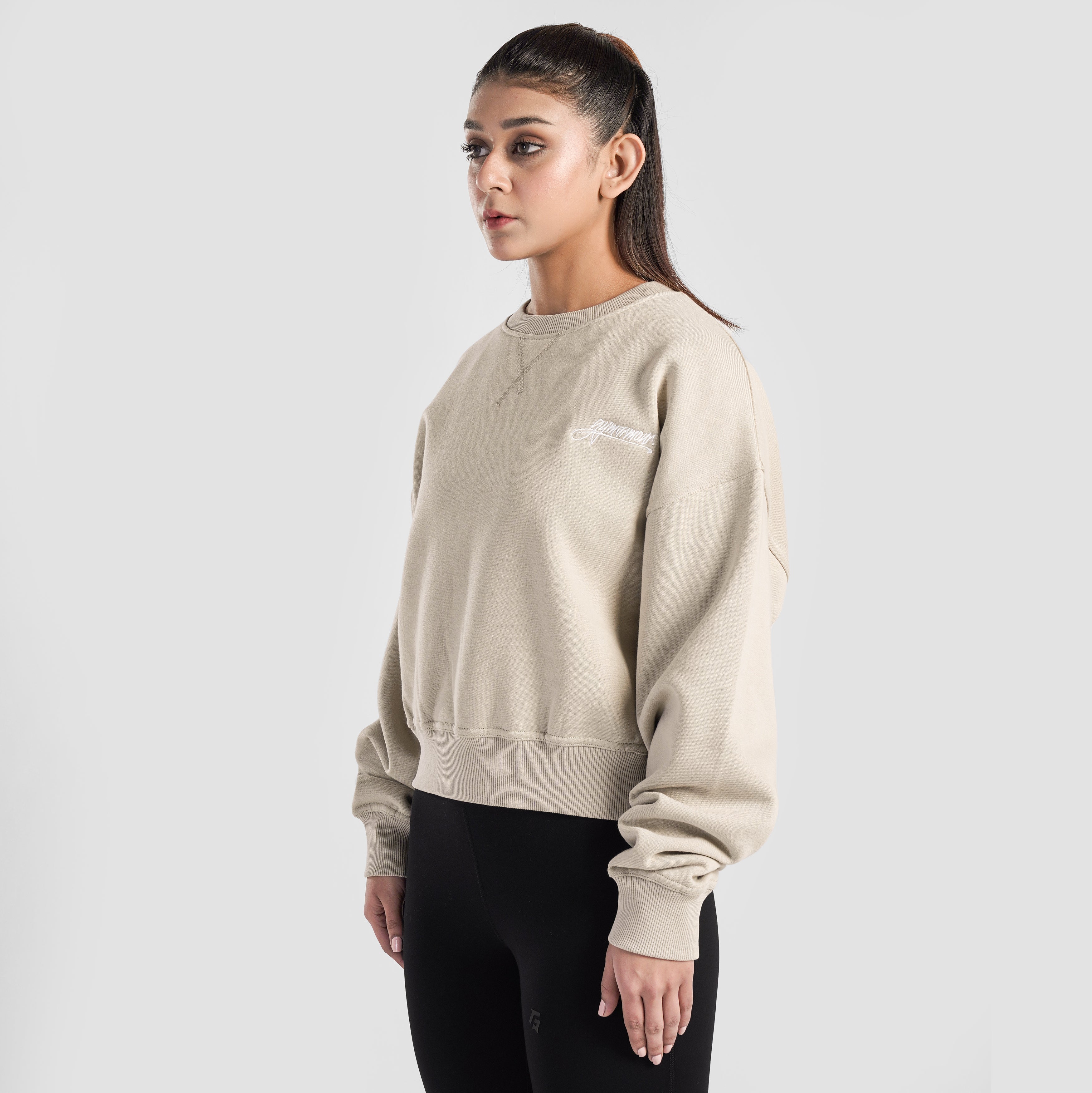 Vital Edge Crop SweatShirt (Beige)