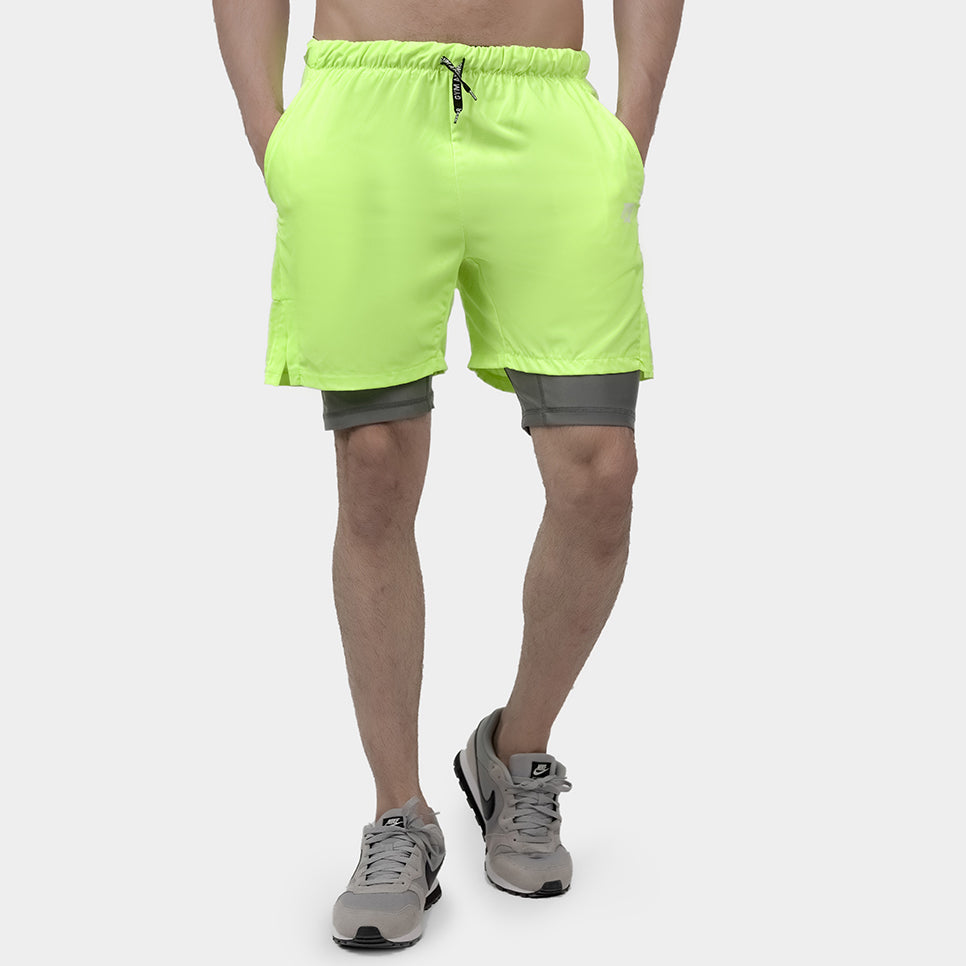 Flex Grip Layer Shorts (Neon-Charcoal)