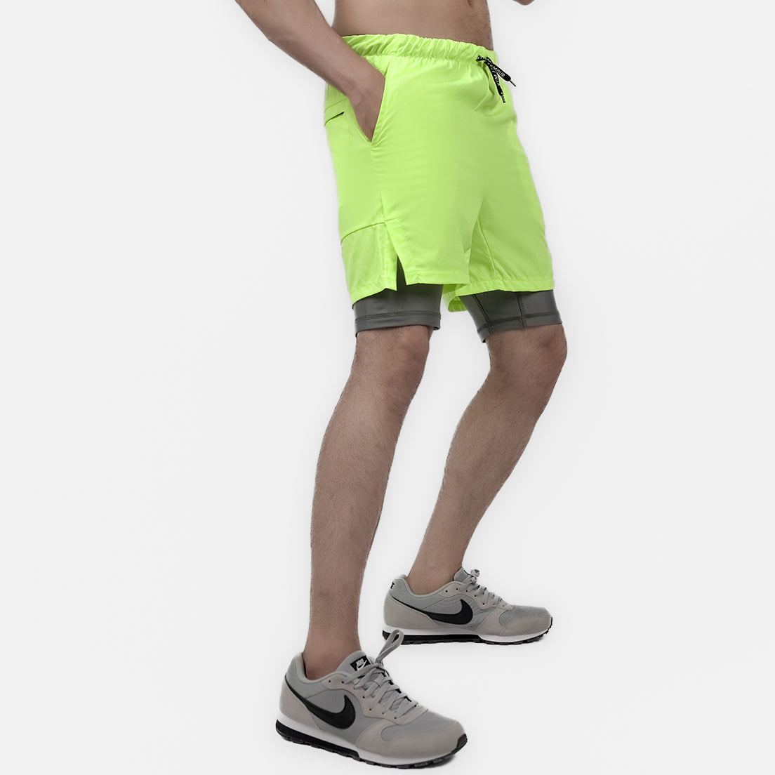 Flex Grip Layer Shorts (Neon-Charcoal)