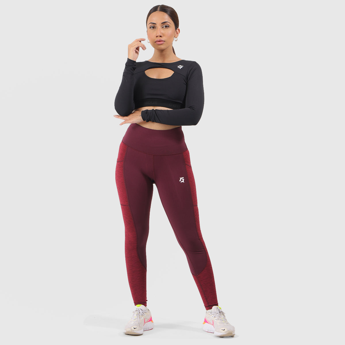 Linear Rise Leggings (Maroon)