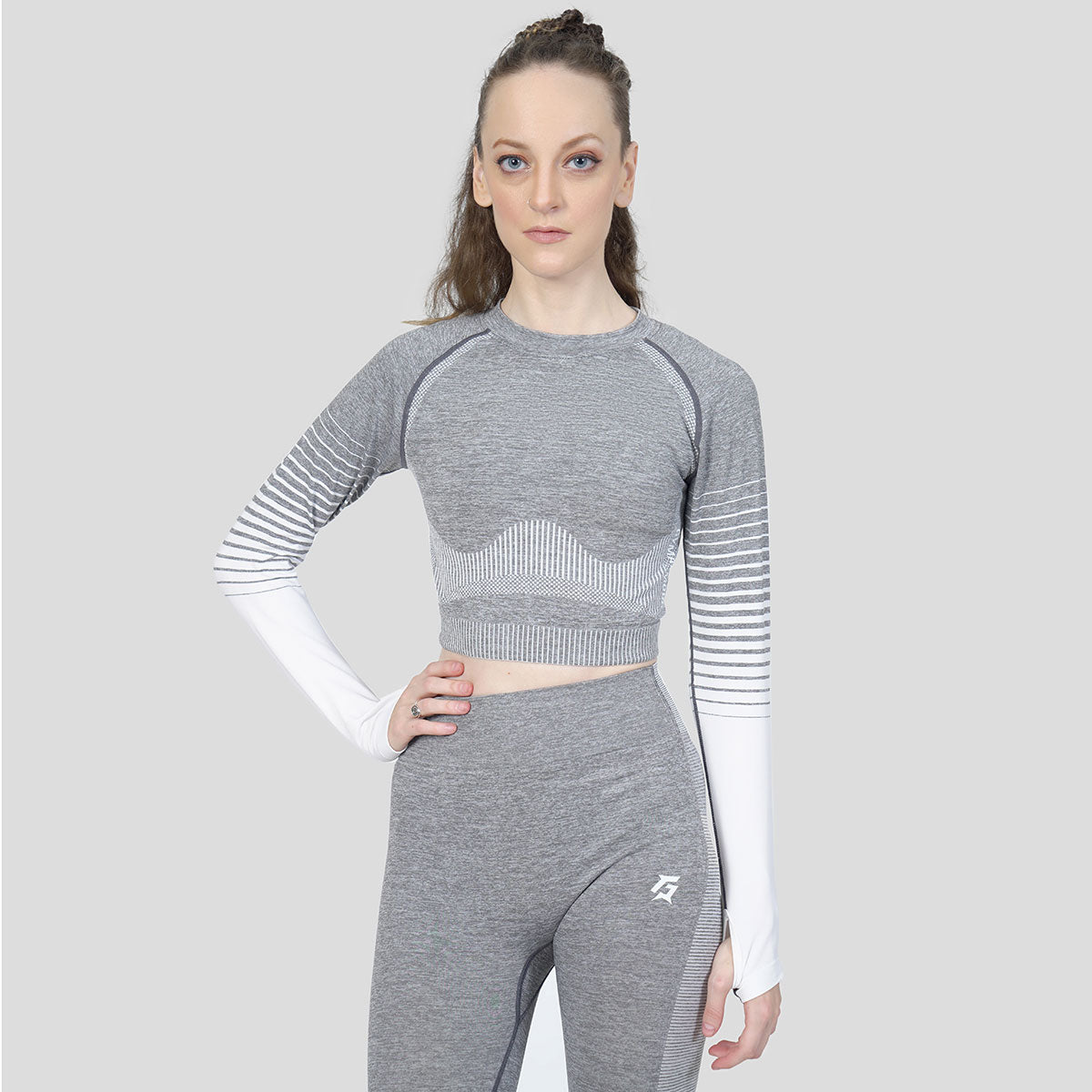 Thunder Crop Top (Grey-White)