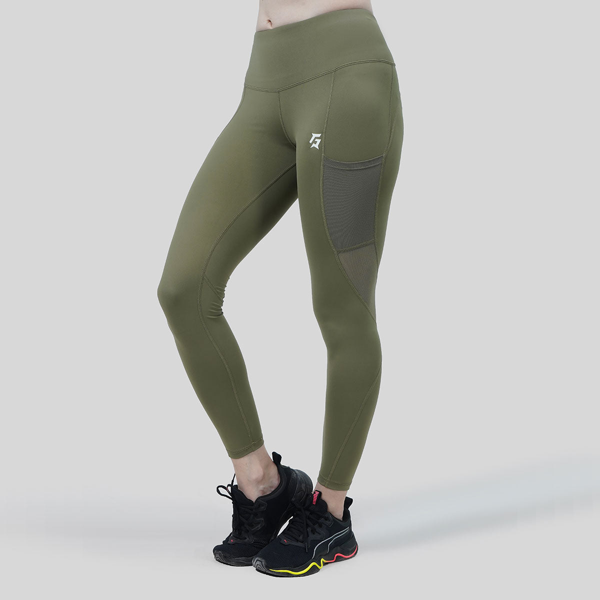 Angles Side Mesh Leggings (Green)