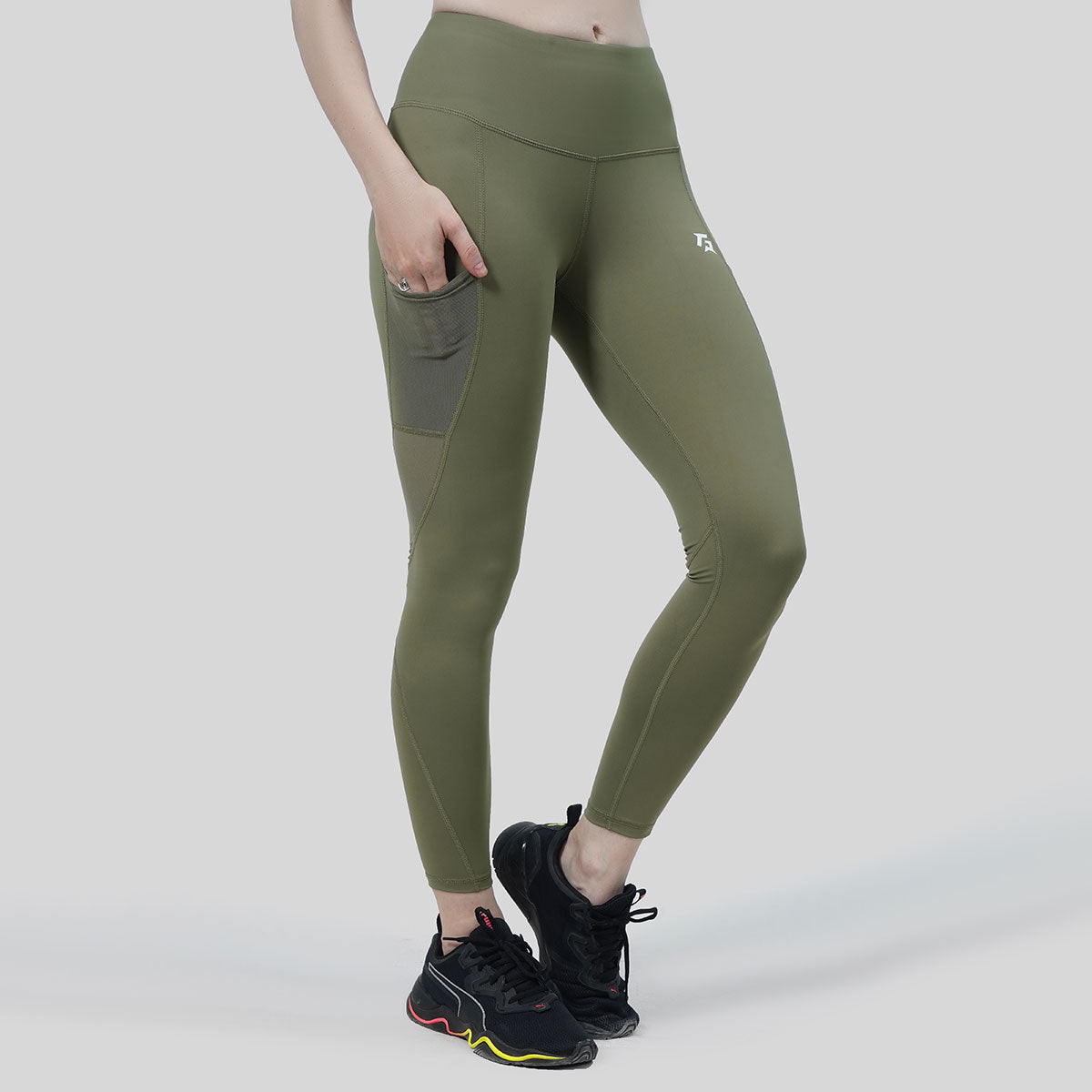 Angles Side Mesh Leggings (Green)