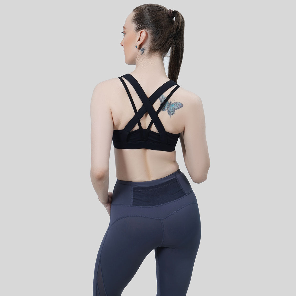 Cross Strap Sports Bra (Black)