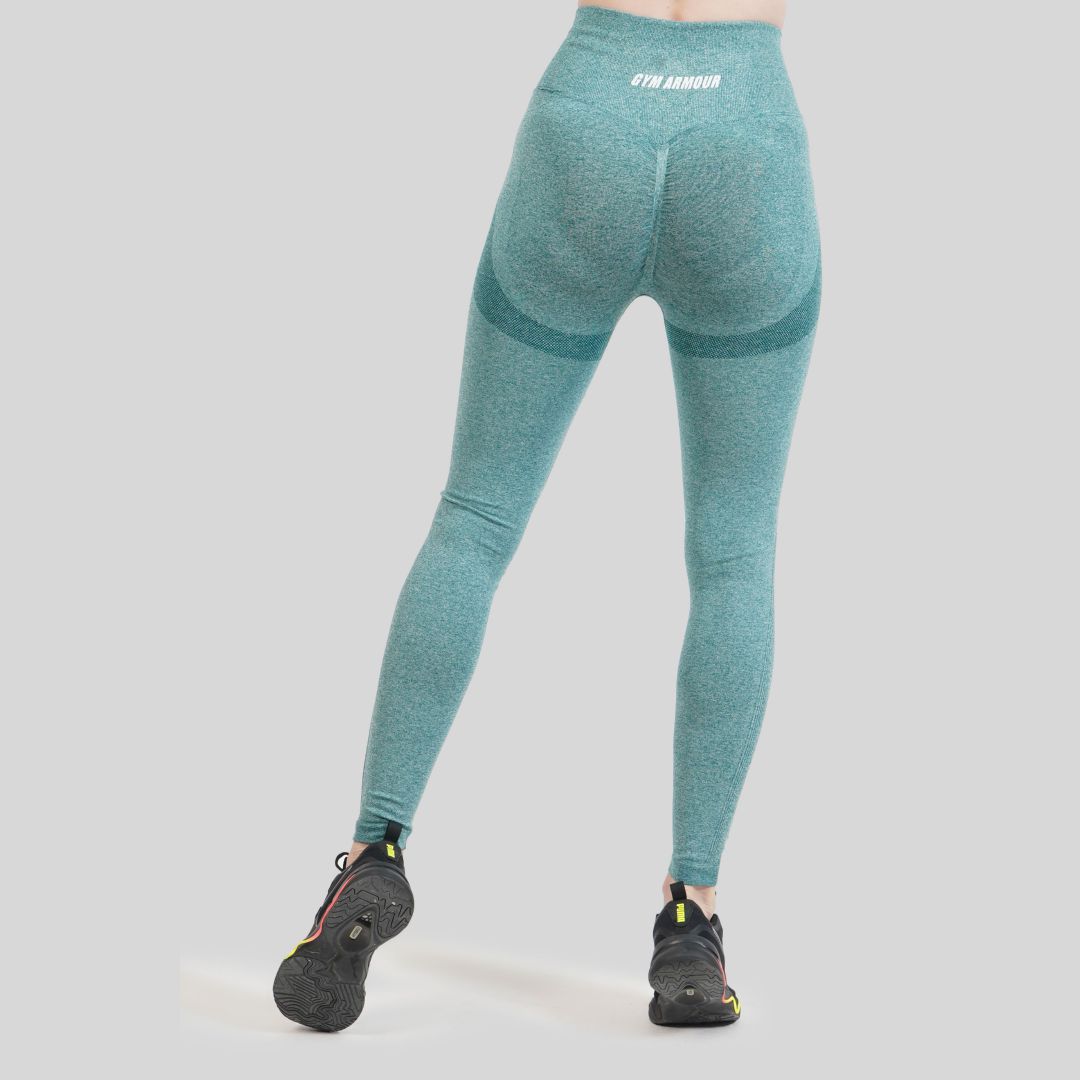 Fitness Ruched Seamless Leggings (Green)