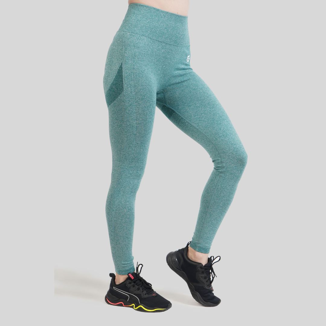 Fitness Ruched Seamless Leggings (Green)