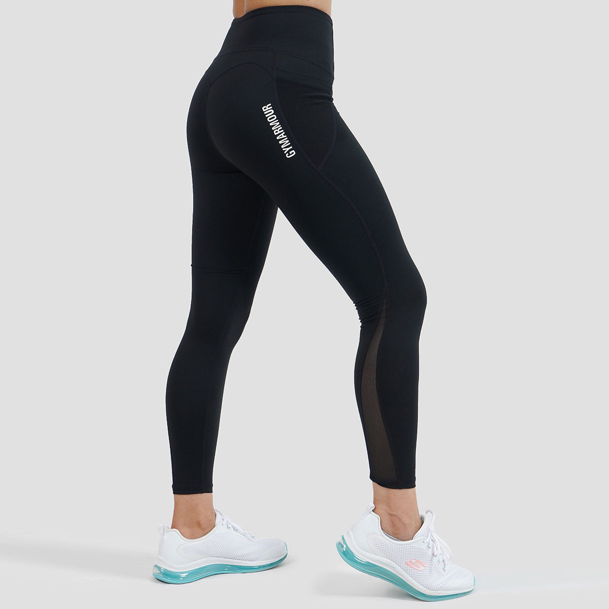 Side Mesh Fitness Leggings (Black)