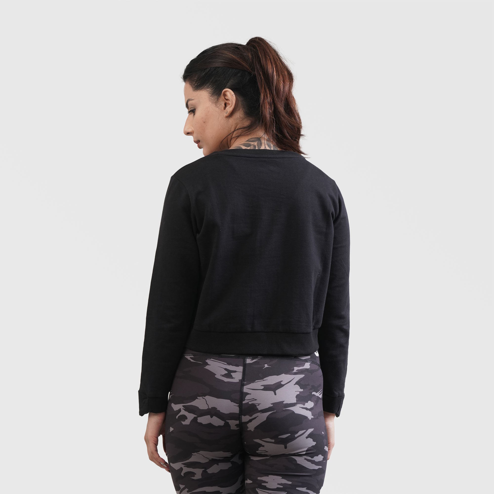 GA Cropped Sweat Shirt (Black)