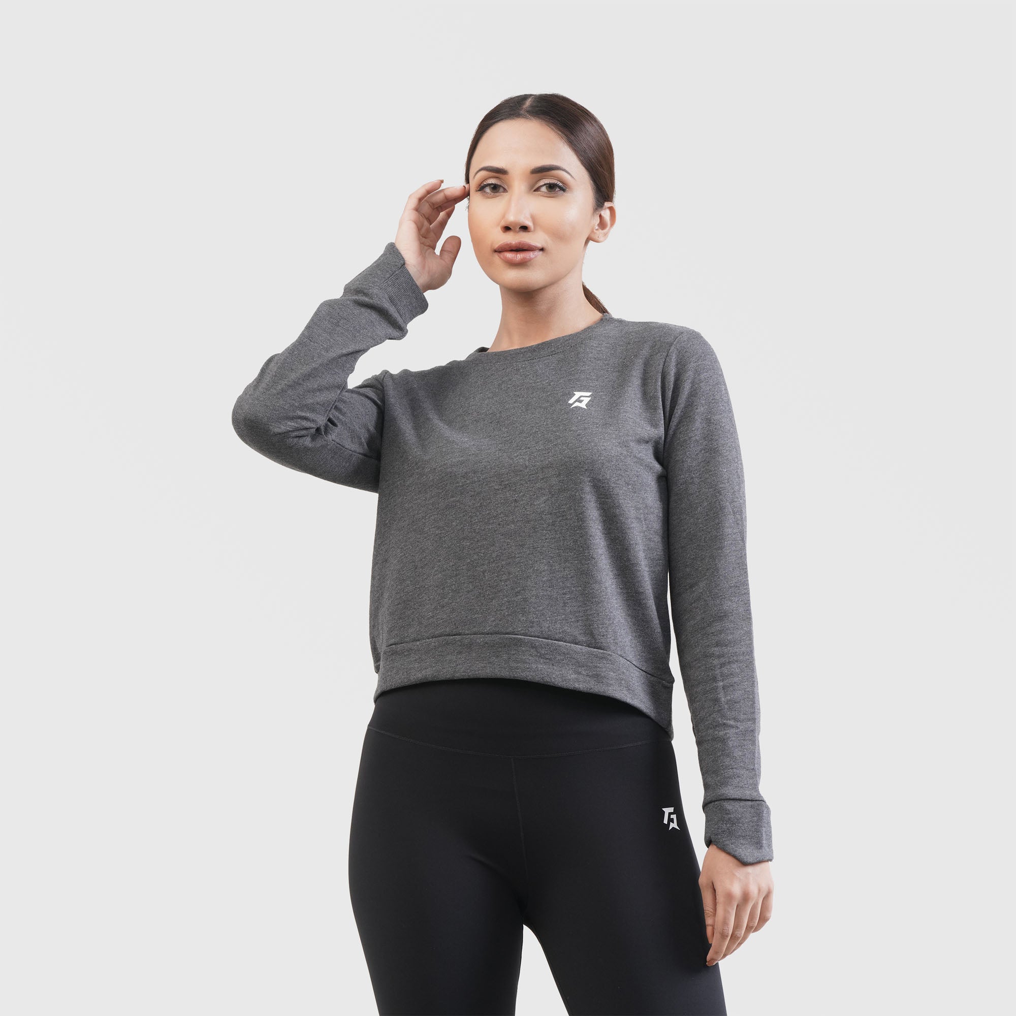 GA Cropped Sweat Shirt (Charcoal)