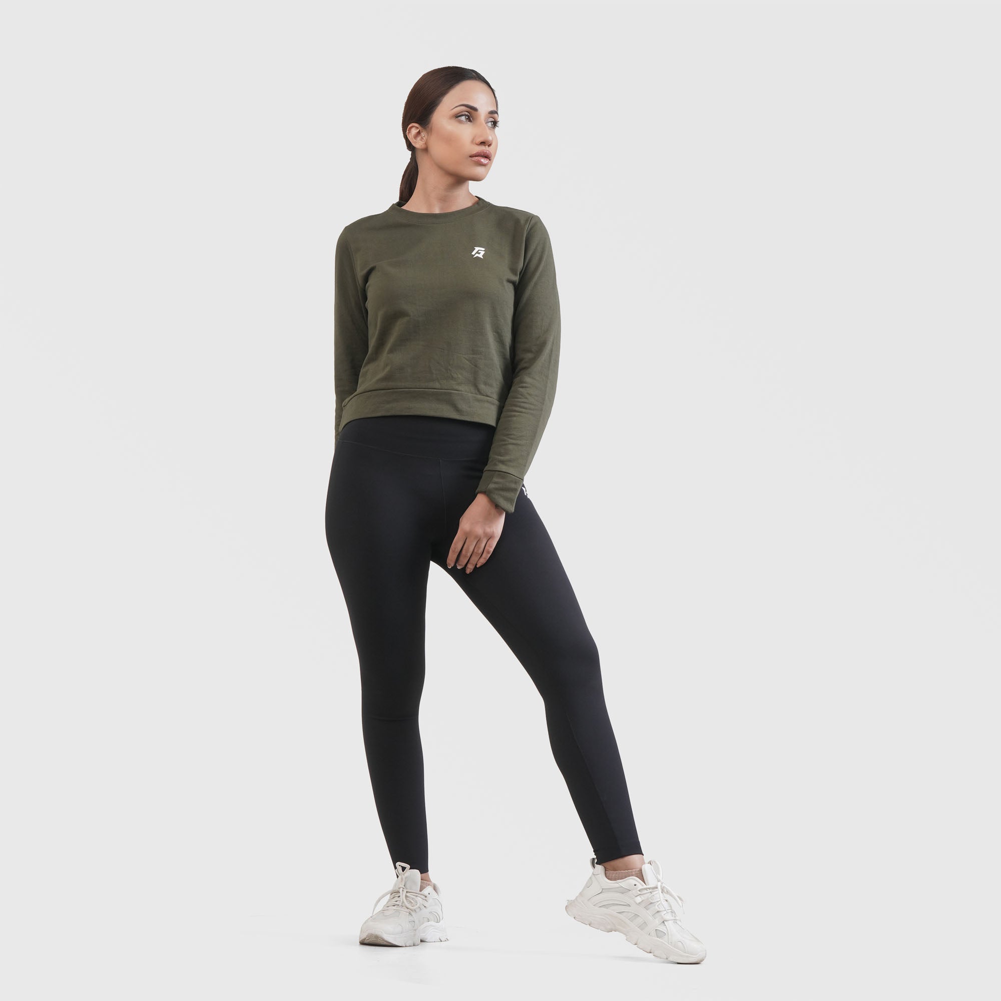 GA Cropped Sweat Shirt (Olive)