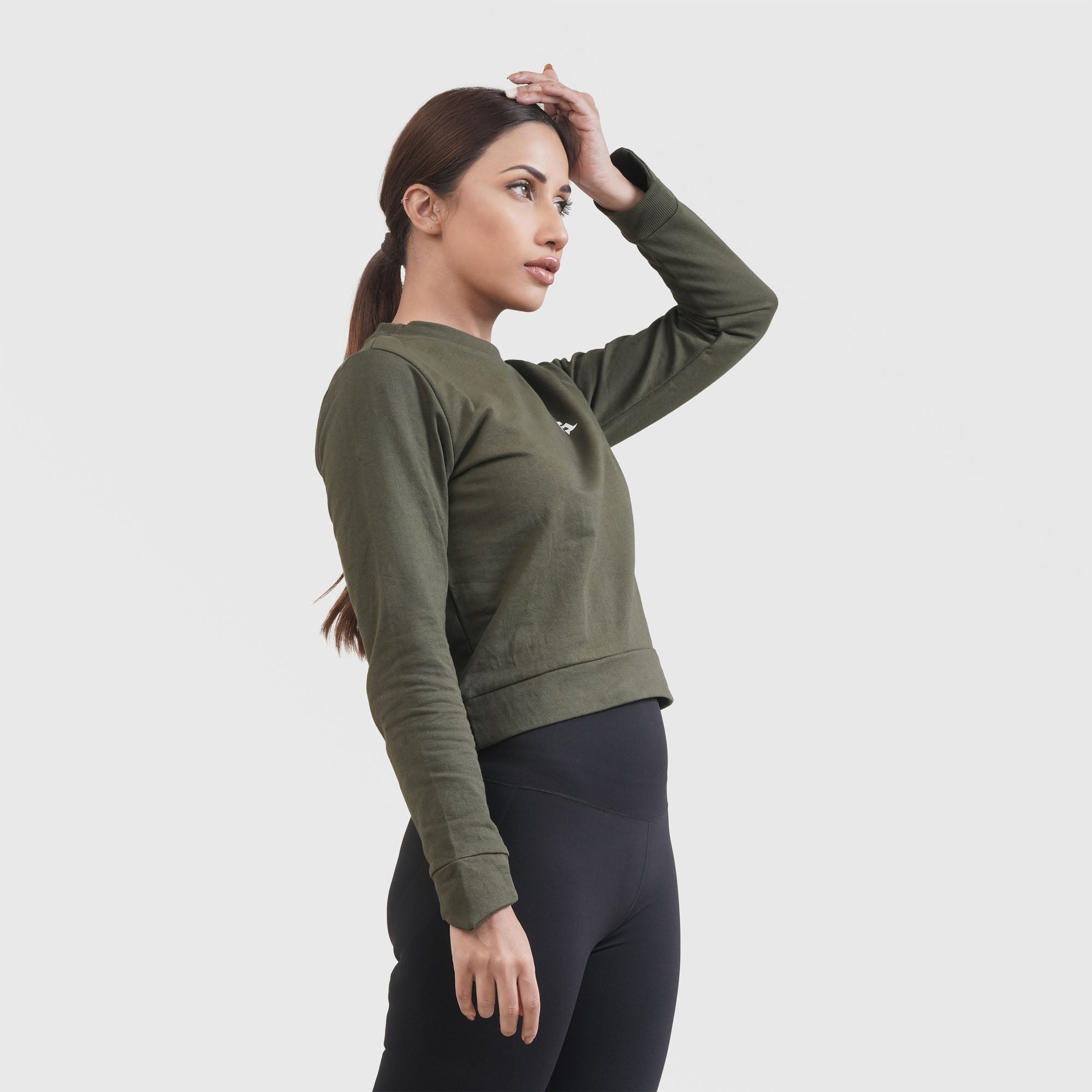 GA Cropped Sweat Shirt (Olive)