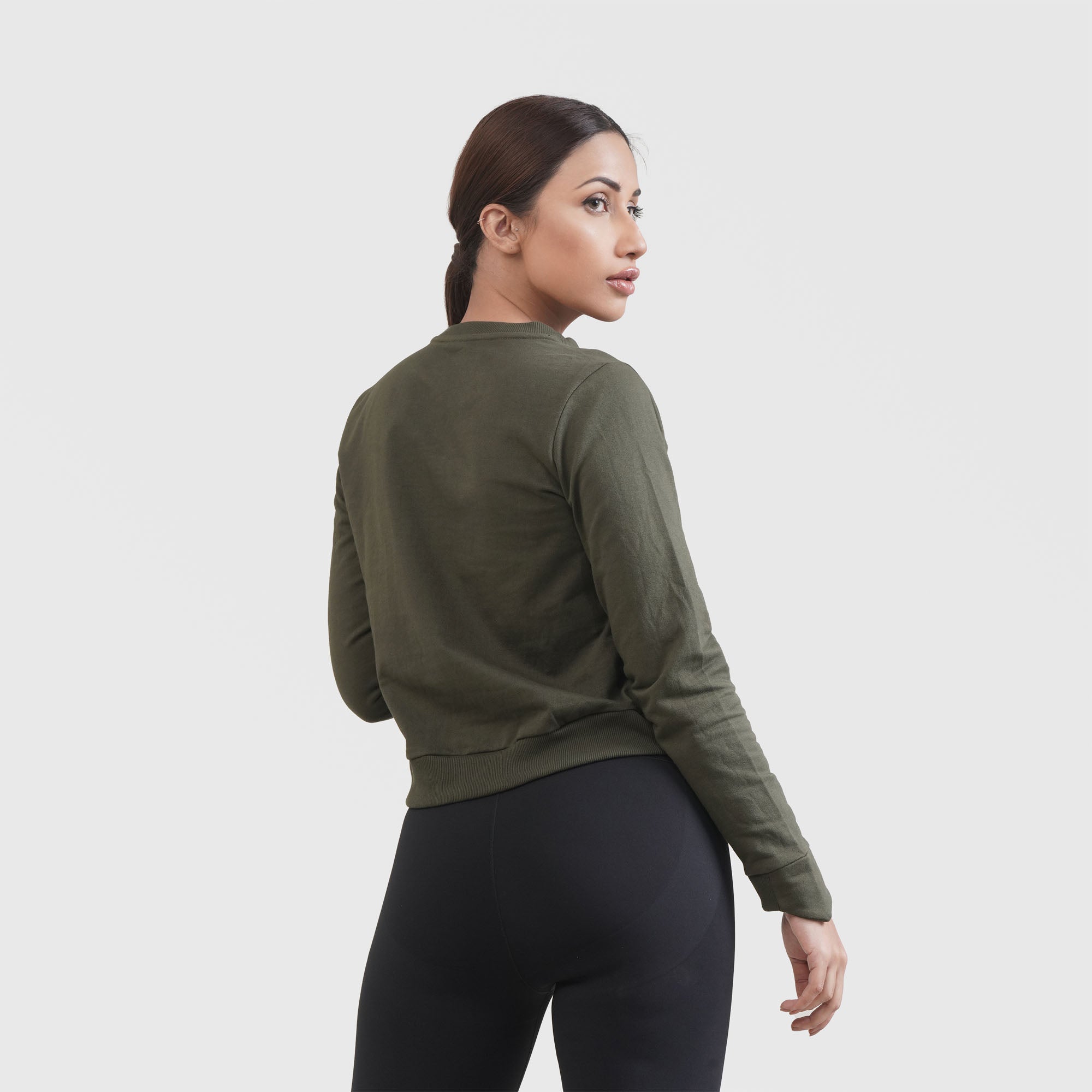 GA Cropped Sweat Shirt (Olive)